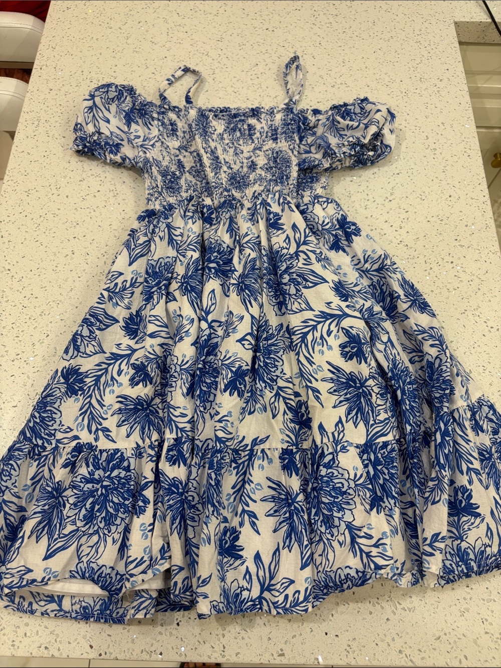 Joie Girls Blue & White Floral Smocked Sundress size 12 - Picture 2 of 5